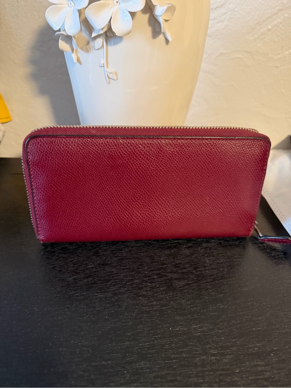Coach Zip-Around Leather Wallet in Burgundy with Gold Hardware - Picture 8 of 11